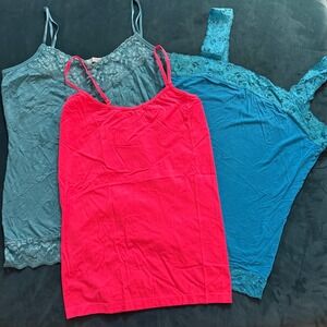 Maurices Pink Teal Lace Trim Camisole Tank Top Bundle Set Size Large L
